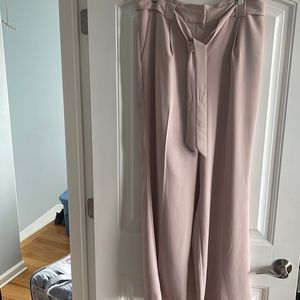 HIGH WAISTED BELTED PAPERBAG BLUSH PANT